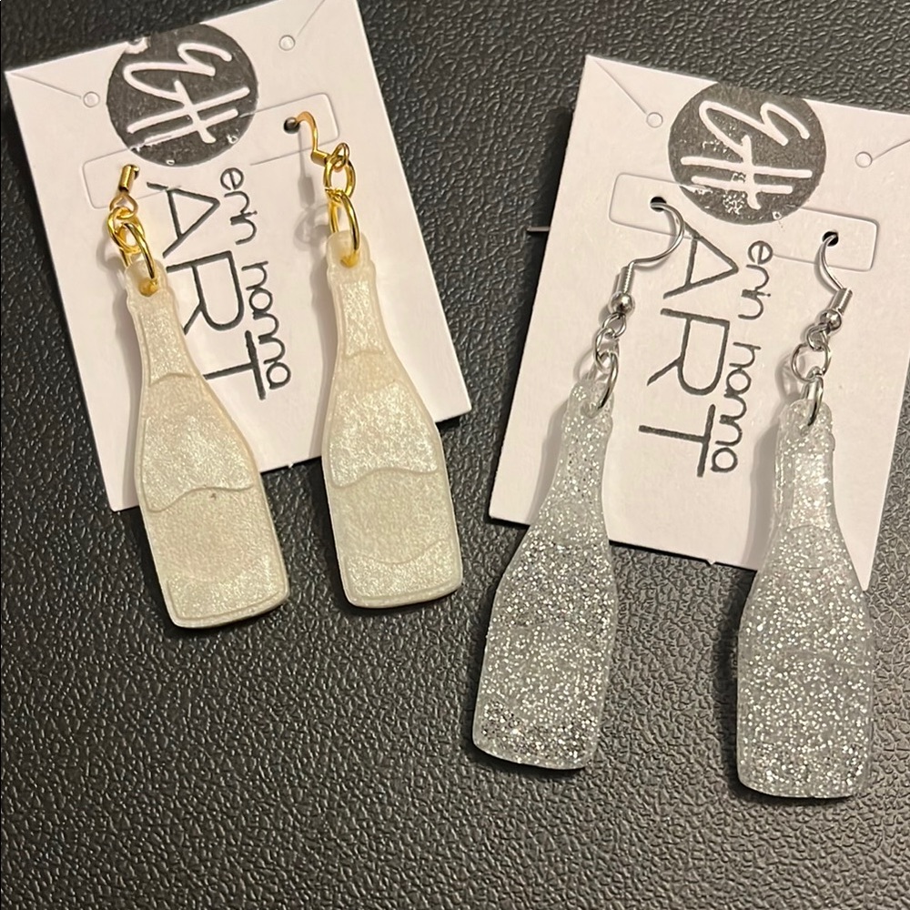 Wine Bottle Earrings Erin Hanna Art, Handmade, Acrylic